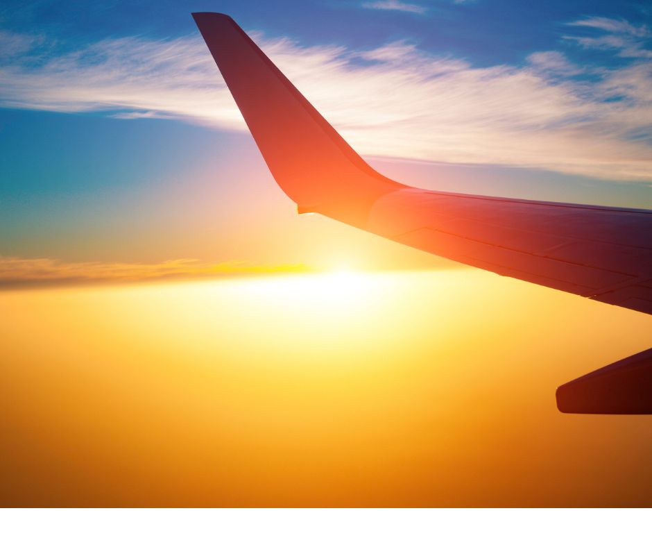Plane at sunset