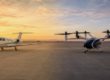 Comparison of a very light jet and a passenger eVTOL aircraft illustrating the similarities between the VLJ boom and today's passenger eVTOL market.