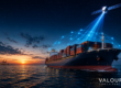 Container ship receiving satellite bandwidth