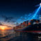 Container ship receiving satellite bandwidth